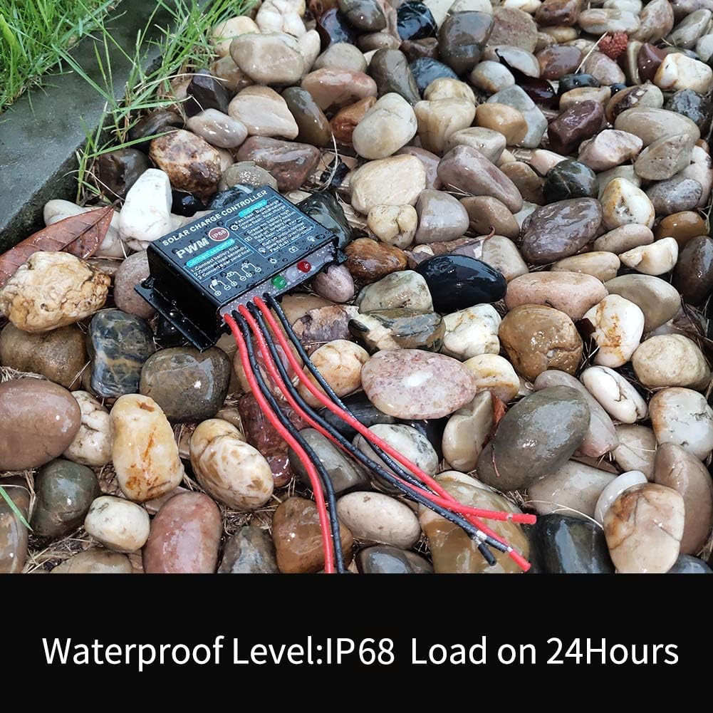 PowMr Solar Charge Controller Waterproof - 10A Charge Controller 12V 24V Auto Load on 24Hours IP68 Waterproof Solar Controller for Lead-Acid Battery (CMP-03 10A) : Garden & Outdoor