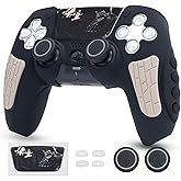 ECHZOVE PS5 Controller Cover Case, Anti-Slip Silicone Skin Compatible with PS5 Controller with Thumb Grip Caps, Joystick Protectors and Cover Wrap Sticker - Black Myth Wukong