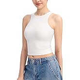 PUMIEY Women's High Neck Tank Top Sleeveless Summer Crop Tops for Women Smoke Cloud Pro Collection