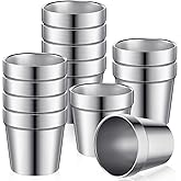 Amyhill 12 Pieces 6 oz Stainless Steel Cups Double Wall Insulated Tumblers Glasses Reusable Stackable Mugs Silver Travel Cups Metal Drinking Tumblers for Adult Home Party BBQ Camping Outdoor