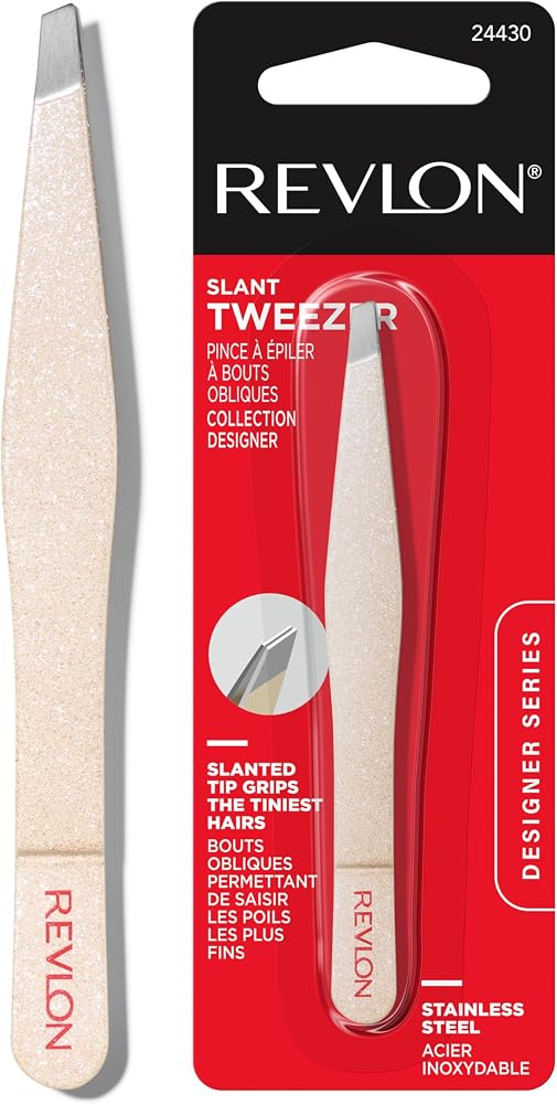Revlon Designer Series Slant Tip Tweezer, 1 Count | High precision slant tweezers made with long lasting stainless steel for
