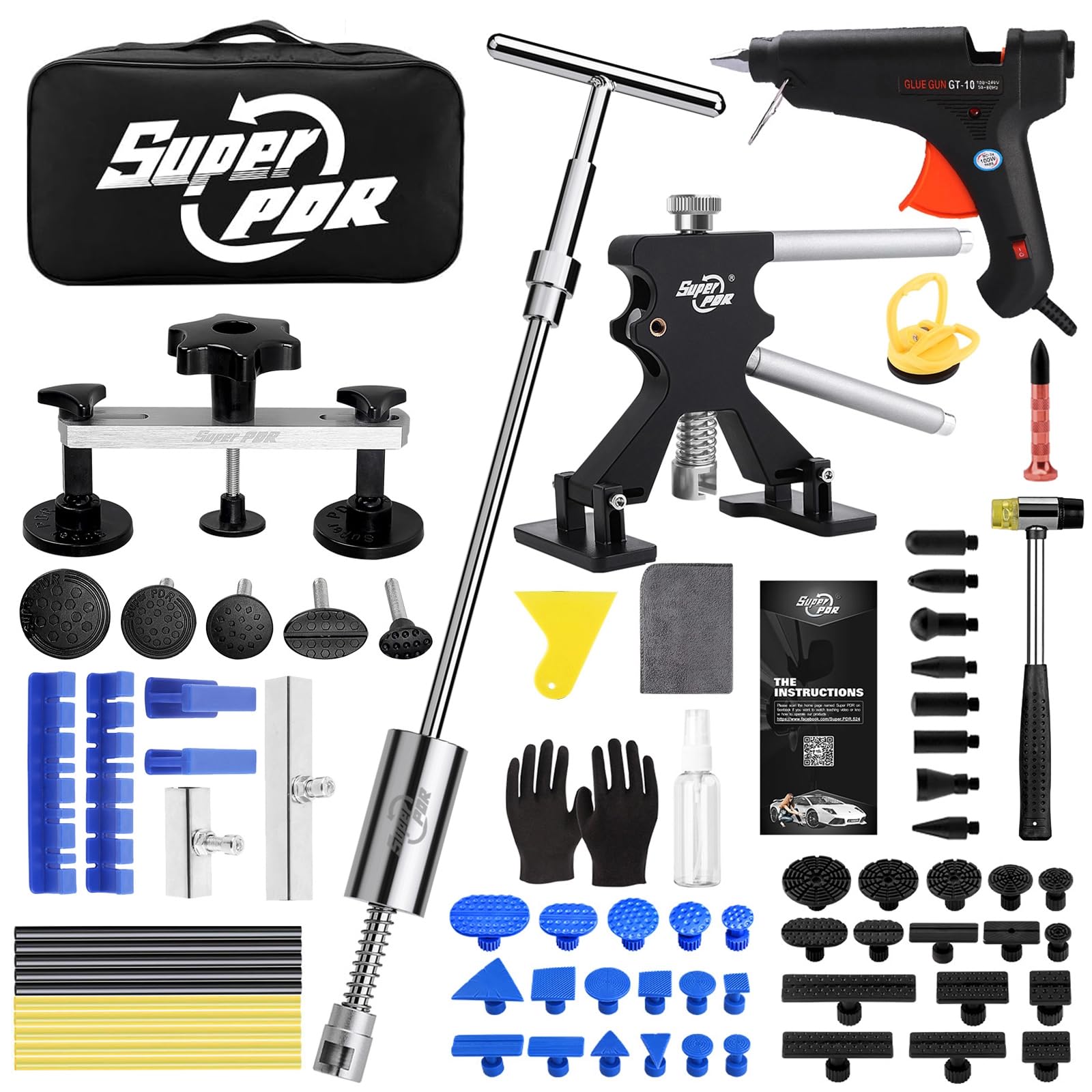 Photo 1 of Super PDR Car Dent Repair Kit – Dent Remover Tool for Car with Dent Lifter &Slide Hammer Dent Puller &Bridge Puller Glue Gun and Suction Cup for Car Body Repair, Appliance Dent or Hail Damage