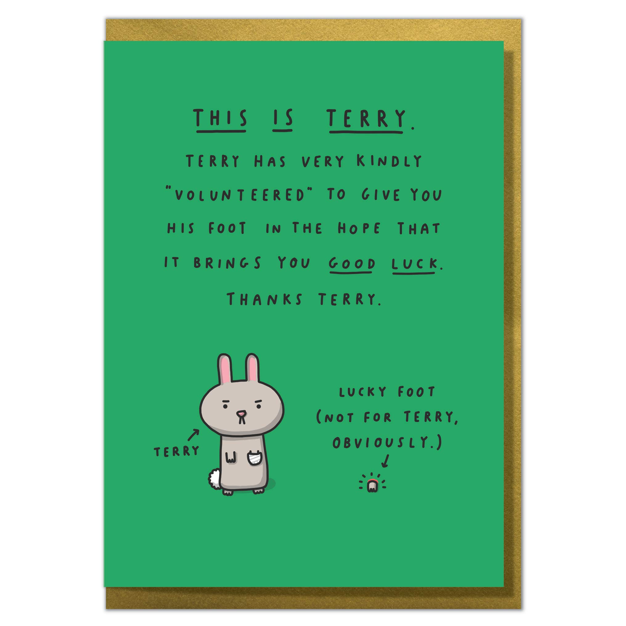 Terry's Lucky Foot. Funny Good Luck Card