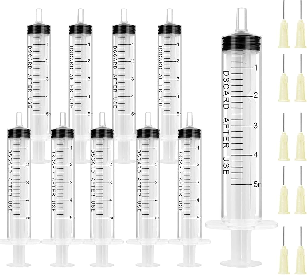 OFFCUP 5ml Plastic Syringes Set with Blunt Needle 10 pcs Reusable