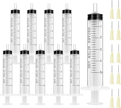 OFFCUP 5ml Plastic Syringes Set with Blunt Needle 10 pcs Reusable