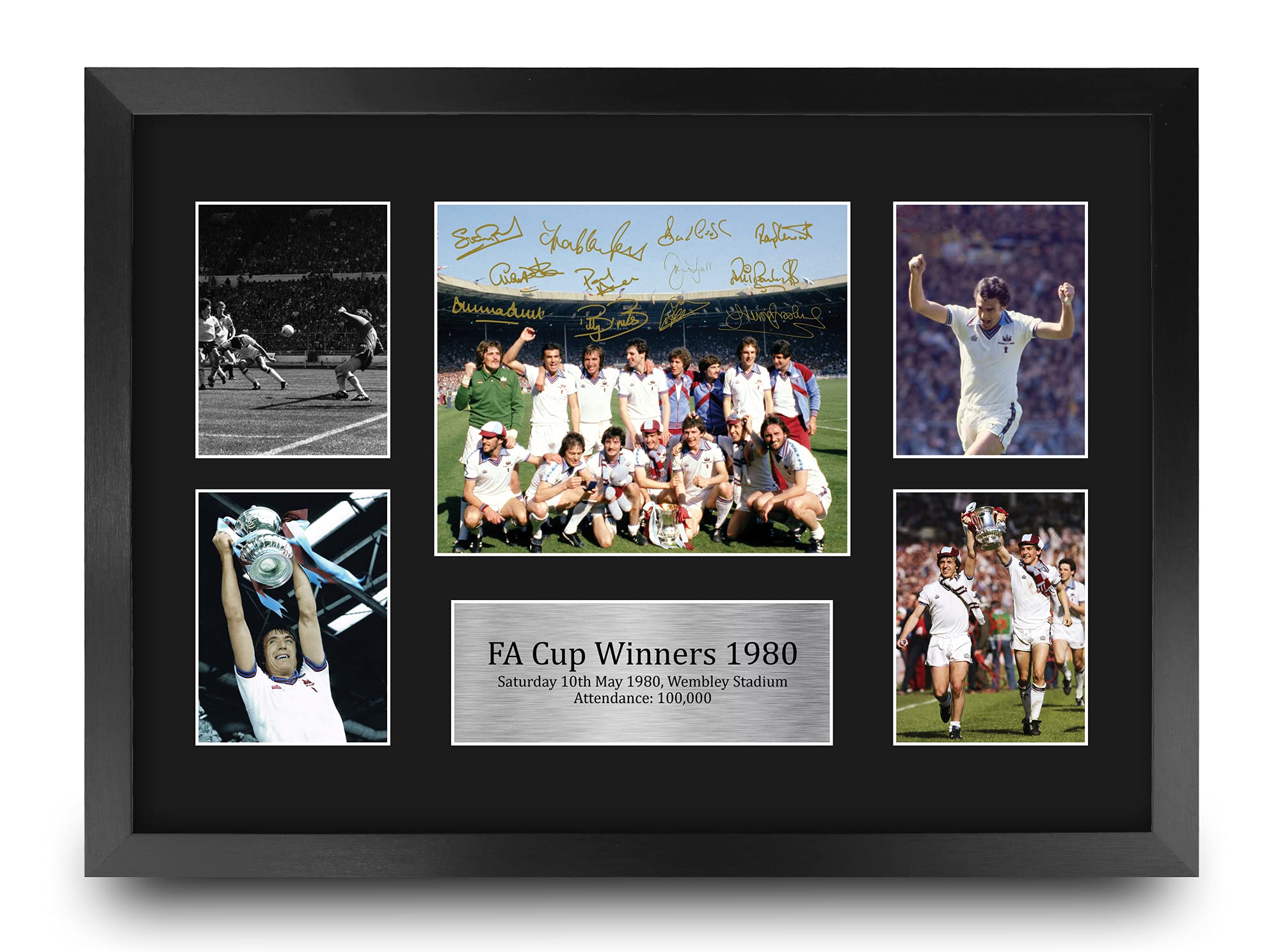HWC Trading FR A3 West Ham 1980 FA Cup Winners Printed Memorabilia Signed Autograph Display for Football Fans and Supporters - A3 Framed