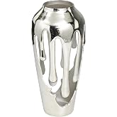 Deco 79 Aluminum Metal Abstract Vase, Vase 7" x 7" x 15", Silver | Decorative Abstract Drip Centerpiece Vase With Melting Designed Body Vase