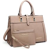 Women's Handbag Flap-over Belt Shoulder Bag Top Handle Tote Satchel Purse Work Bag w/Matching Wristlet