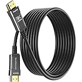 BlueRigger 8K Fiber Optic HDMI Cable 50FT (48Gbps, in-Wall CL3 Rated, 8K 60Hz, 4K 144Hz, HDCP 2.3, HDR10+) Ultra High Speed L