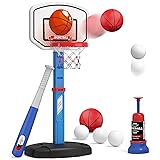 HYES 2 in 1 Kids Basketball Hoop and T Ball Set