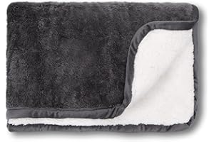 Nobleza Waterproof Dog Blanket Reversible Super Soft Warm Fluffy Sherpa Fleece Puppy Blanket， Pee Urine Proof Washable Pet Throw Blanket for Small Dogs & Cats， 24“ × 32“ Grey