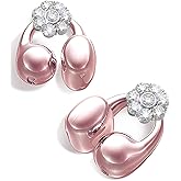 King Lucky i121 Open Ear Clip On Earbuds Wireless Bluetooth Ear Clip Headphones with Mic,Noise Cancelling, Waterproof IPX4,for Small Ears,Perfect for Running,Sports,and Glasses Wearers (01-Pink)