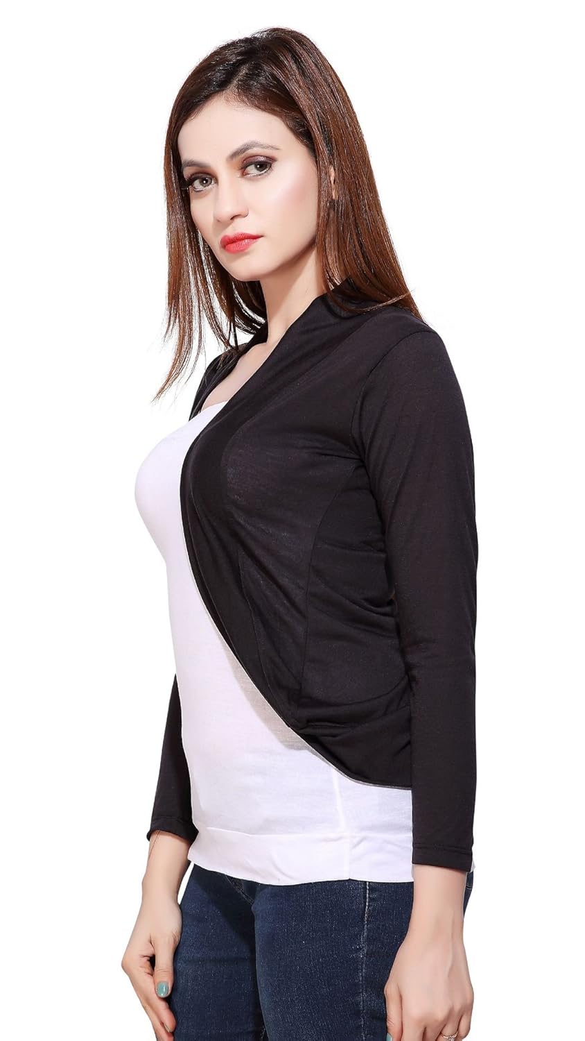 bfly women's viscose short shrugs(black)