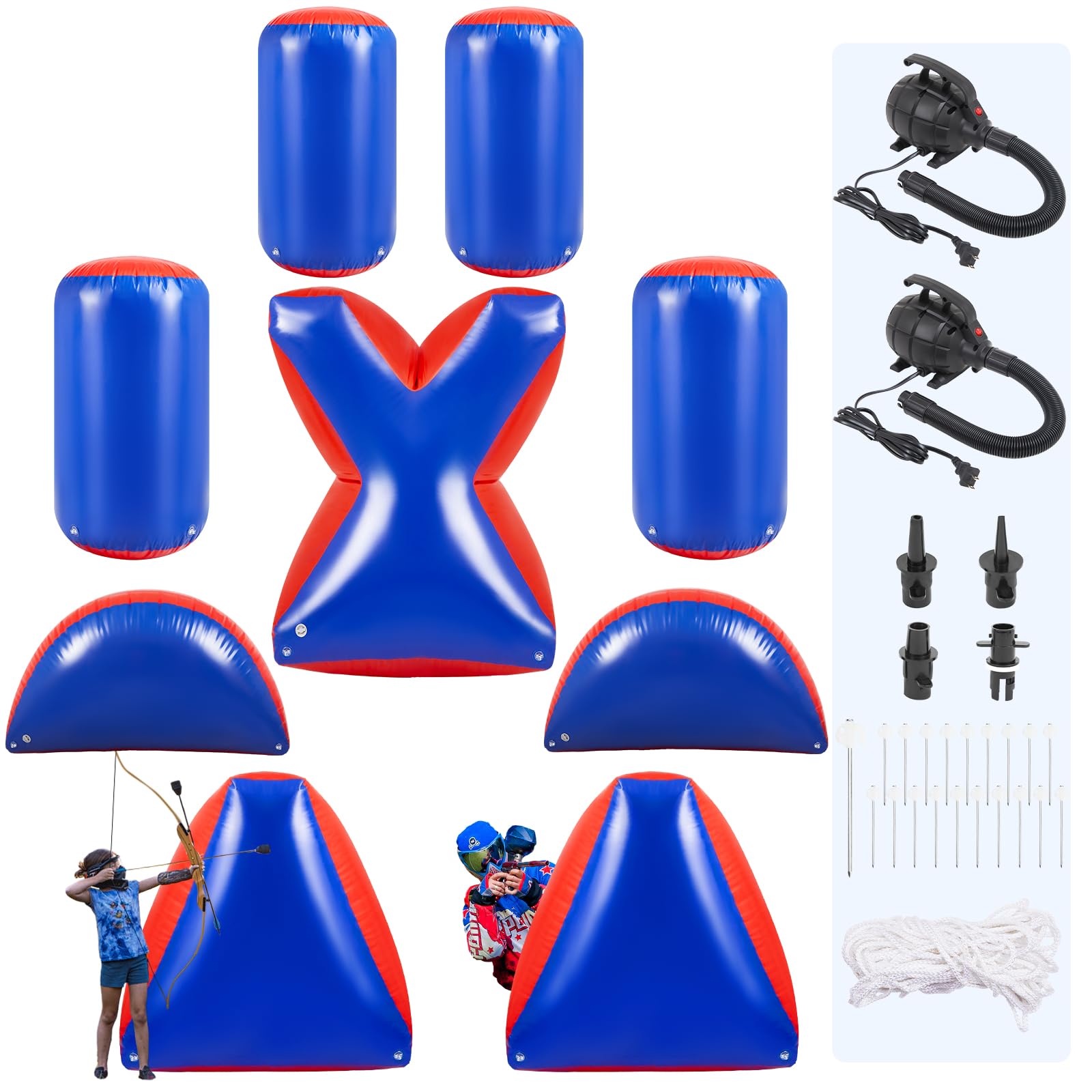 VioraWhite 9 Pcs Inflatable Air Bunker Set Inflatable Obstacles with ...