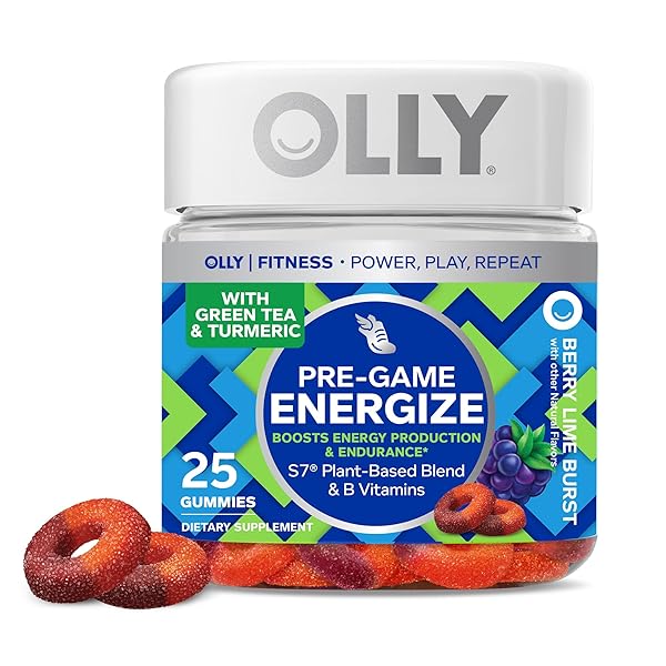 OLLY PRE-GAME ENERGIZE WORKOUT GUMMY RINGS, S7 PLANT-BASED...