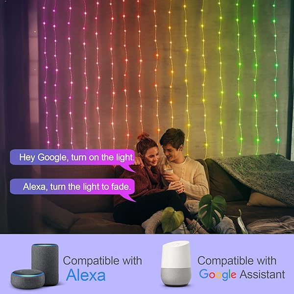 YUNLIGHTS Smart Fairy String Lights 32 8 pies 100 LED luces de hadas con modo de msica Control remoto de aplicacin RGB temporizador de cambio de color compatible con Google Home Alexa USB