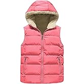 Yimoon Boys Girls Warm Puffer Vest Zip Up Fleece Lined Hooded Vest Kids Winter Waistcoat Outerwear