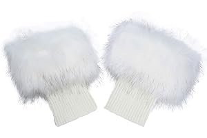 LA CARRIE Women Faux Fur Plush Leg Warmers Short Furry Fuzzy Leg Cuffs Girls Winter Knitted Boot