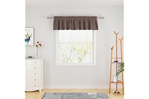 UPOPO Brown Valance Curtains 14 inches Long Linen Textured Curtain Toppers Valance Living Room Kitchen Short Small Mini Little Bedroom Window Curtain Valances 1 Panel Rod Pocket 90"x14"
