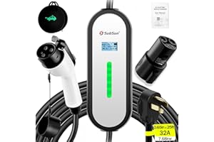 SubSun Universal Portable Level 2 EV Charger 32Amp 240V Electric Car Charger for All North American EVs Includes J1772 and Tesla, 25FT EV Charging Cable with NEMA 14-50 Plug (with Tesla Adapter)