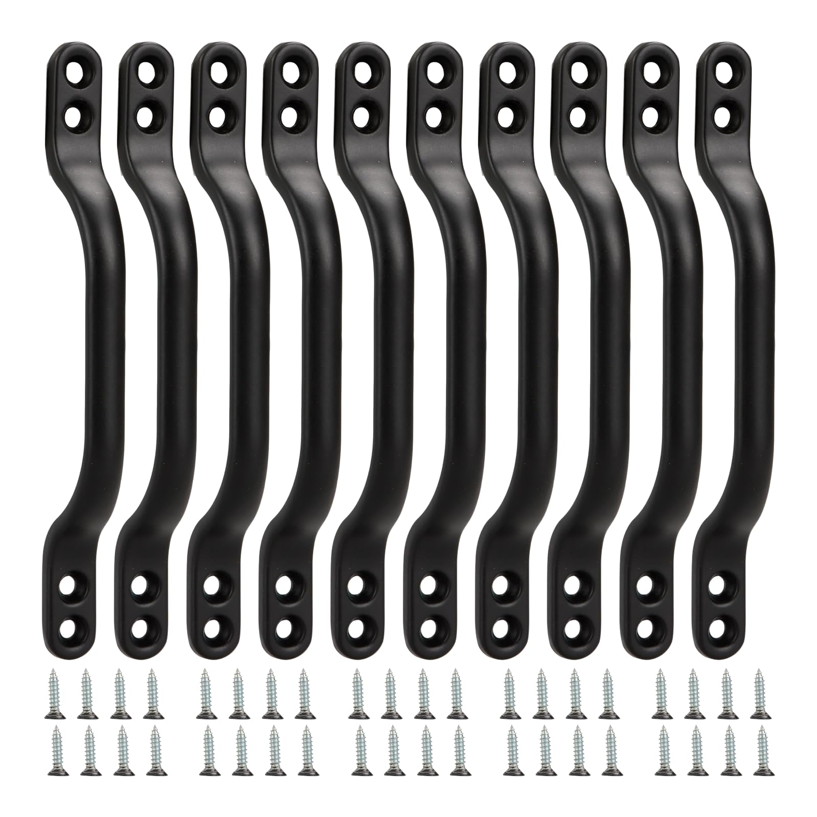 VIDETOL 10 Pcs Hotbed Handle, 120mm Metal Door Pull Handle with Screws, D Gate Handle for Wooden Gates, Black Shed Door Handles for Gates, Barns and Shed Doors