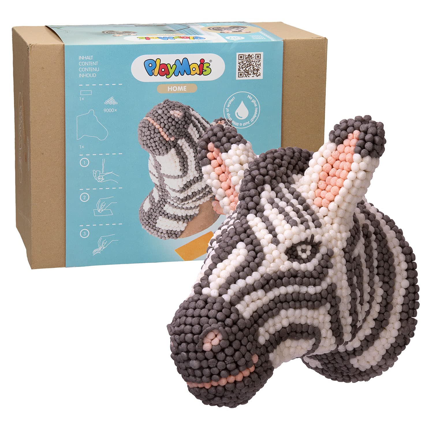 PlayMais HOME Zebra for boys and girls from 5 years old | Over 9000 PlayMais to create wall decoration | Promotes creativity and motor skills | 100% organic toys