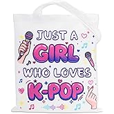 Kpop Gifts for Girls K-Pop Gift Tote Bag for Kpop Music Lover Korean Drama Canvas Tote Bag Gift for K-Pop Lover Kpop Merch Stuff Korean Pop Stuff K Drama Gifts for K-Pop Fans Kpop Party Favor Bags