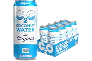 C2O - Coconut Water, The Original Flavor (8 Pack) - Made with Fresh Coconut Water - Plant Based - Non GMO - Canned Water - Natural Hydration, Essential Electrolytes, & Potassium - 8 Cans, 16.3 FL OZ