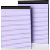 2 Pack Legal Pads 8.5 x 11 Purple Note Pads 8.5 x 11 Notepad 8.5 x 11 Micro Perforated Writing Pads 8.5 x 11 Lined Paper Pads Wide Ruled Pad of Paper 30 Sheets Notebook for Study, To-Do Lists, Office