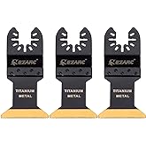EZARC Titanium Oscillating Tool Blades, Oscillating Multitool Blades for Metal, Wood Nails, Screws Cutting, Plastic, 3 Pack