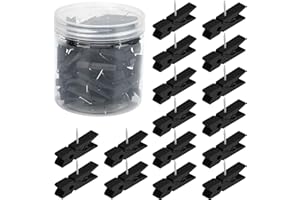 Senkary 60 Pieces Black Push Pins with Wooden Clips, Clothespin Pushpins Cute Decorative Thumb Tacks for Cork Board, Bulletin Board, Photos, Crafts, Classroom Office