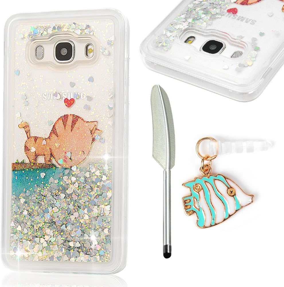 Galaxy J5 Prime SM - G570F Case, Luxury Bling Glitter Sparkle Shell 3D Bling Sparkle Glitter Quicksand and Cute Star Flowing Liquid Soft TPU Cover for Samsung Galaxy J5 2016, Cat Fish Love