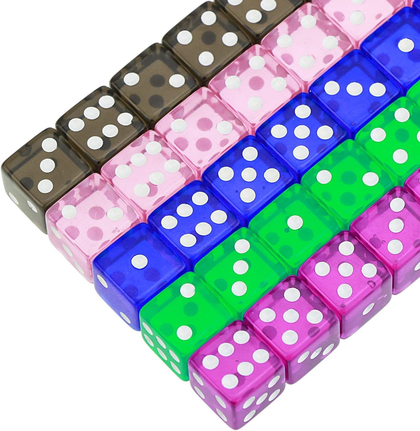 YOUSHARES 50 Pcs Multi-Color Dice Set, Assorted Transparent Color with 10 Pcs each - Image 3