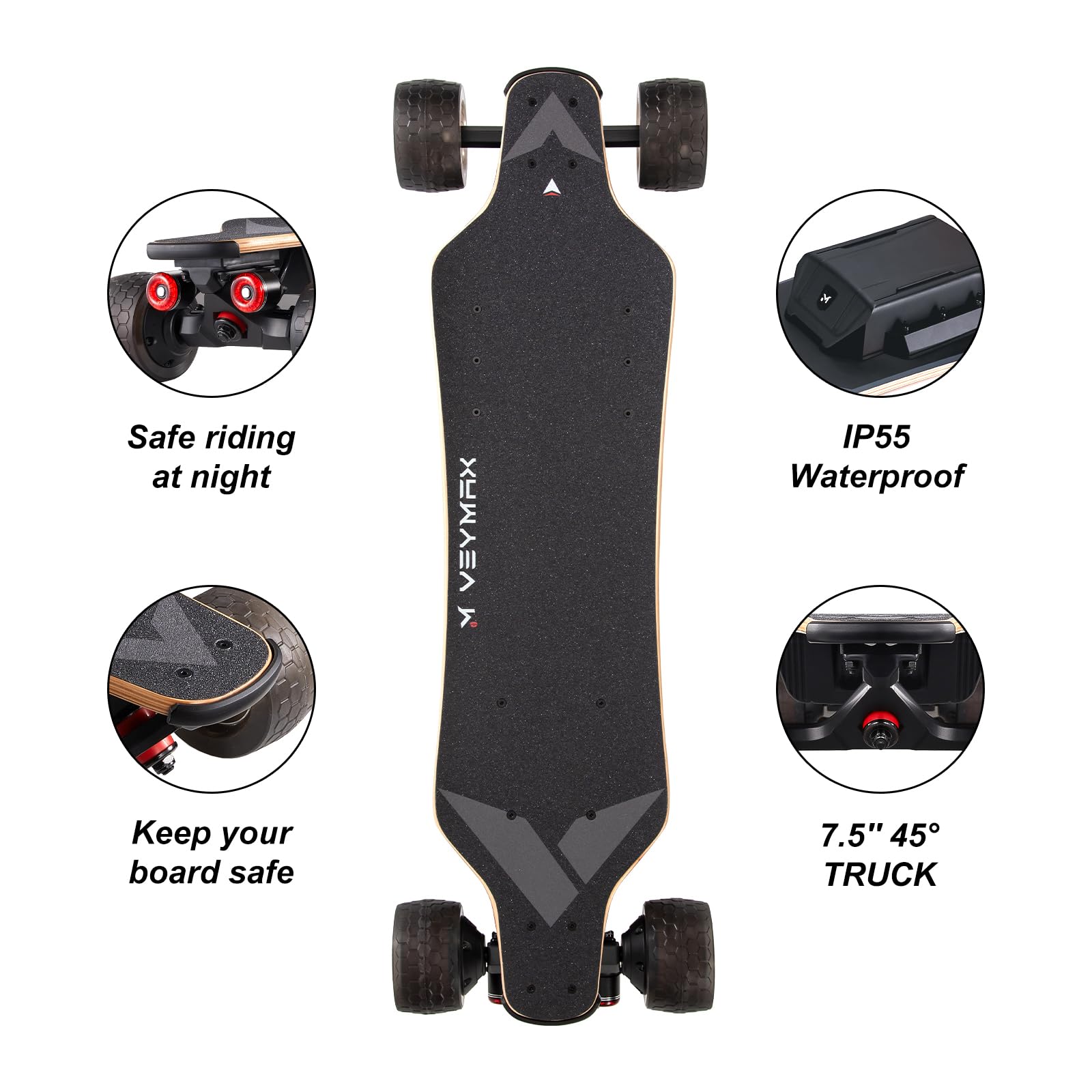 VeyMax X4/Cejour Electric Skateboard with Remote, 29 Mph Top Speed, 1100W Hub Motor, Electric Longboard for Adults ＆ Teens Beginners