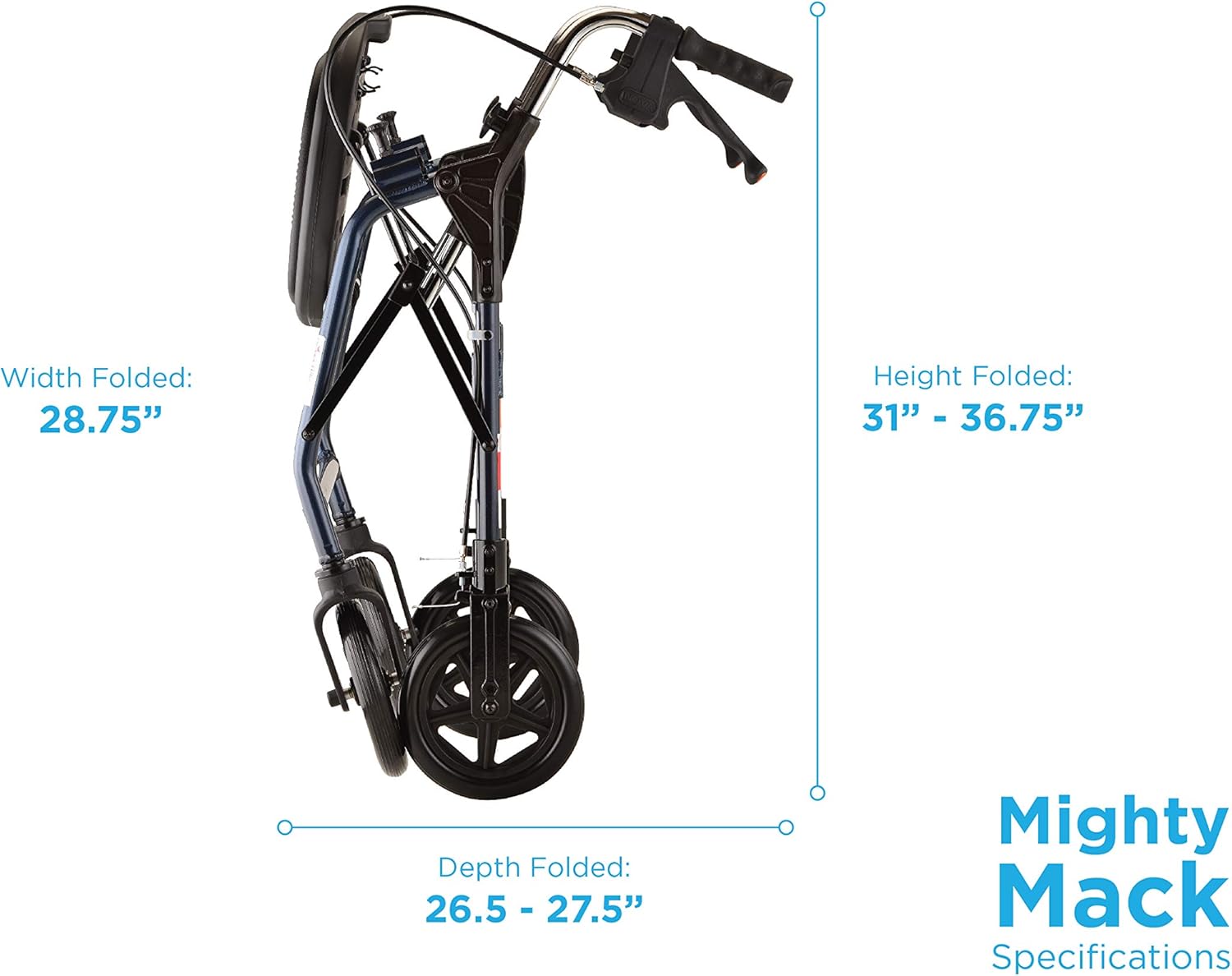 NOVA Mighty Mack Heavy Duty Rollator Walker 500 lb Weight Capacity, Blue: Health & Personal Care