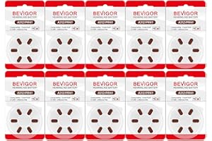 BEVIGOR Hearing Aid Batteries Size 312, Mercury Free (60 Count), Easy to Open and Carry, 1.4V, Long Lasting Batteries