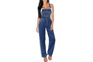 Hybrid & Company Women's Comfortable Stretch Casual Jumpsuit Denim Pants Overalls Rompers