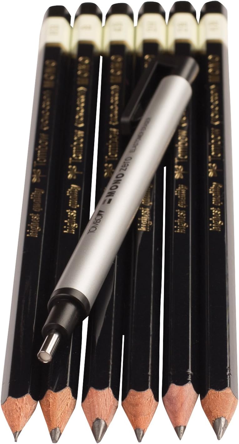 Tombow 61002 MONO Drawing Pencil Set, Combo 6-Pack. Professional Quality Graphite Pencil Set with Precision Zero Eraser : Artists Pencils : Office Products