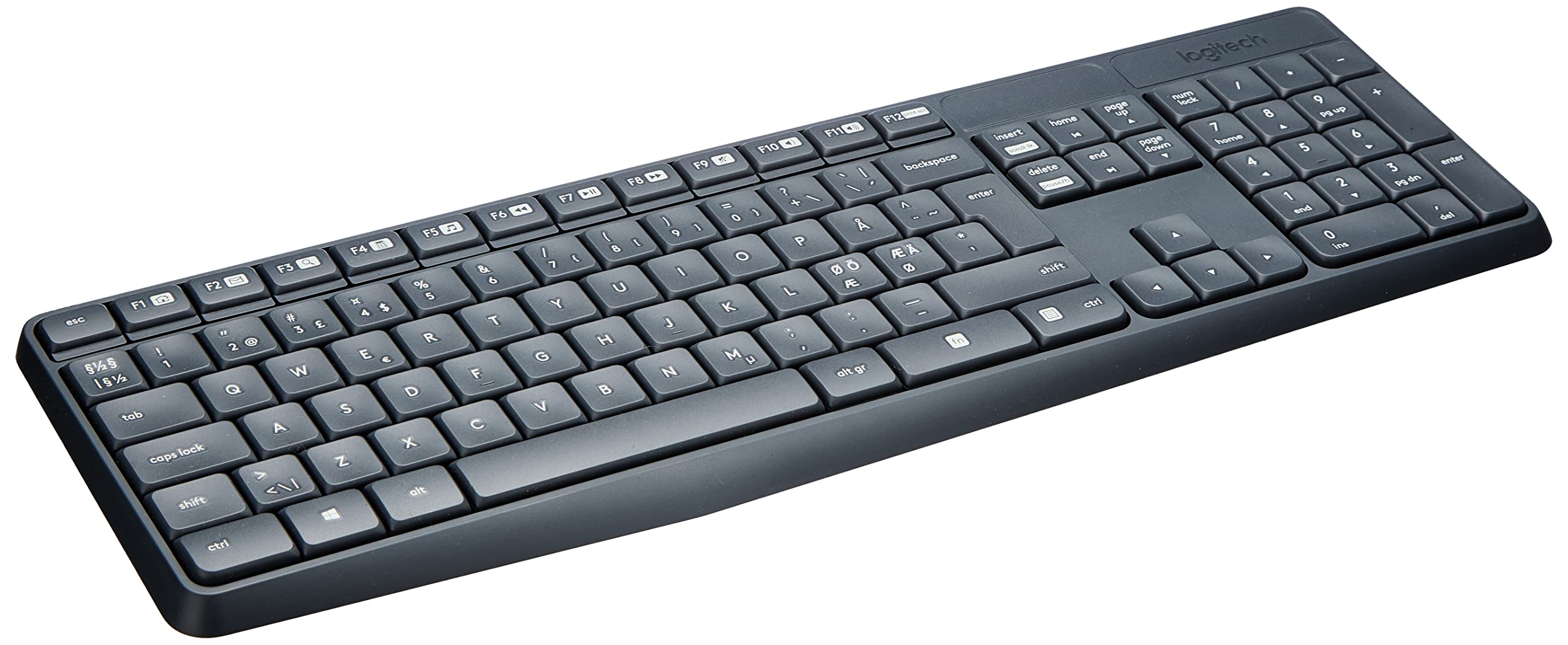 Logitech MK235 Wireless Keyboard and Mouse Combo for Windows, QWERTY Pan Nordic Layout - Grey