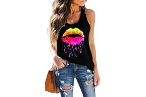 SAUKOLE Women's Sleeveless Tank Tops Yoga Workout Shirts Cute Printed Loose Fit Running T-Shirt