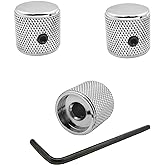 Guyker 3Pcs Guitar Control Knobs for 1/4"(6.4mm) Dia. Shaft Pots - Dome Potentiometer Knob Compatible with Fender TL Style Electric Guitar or Precision Bass (Chrome)