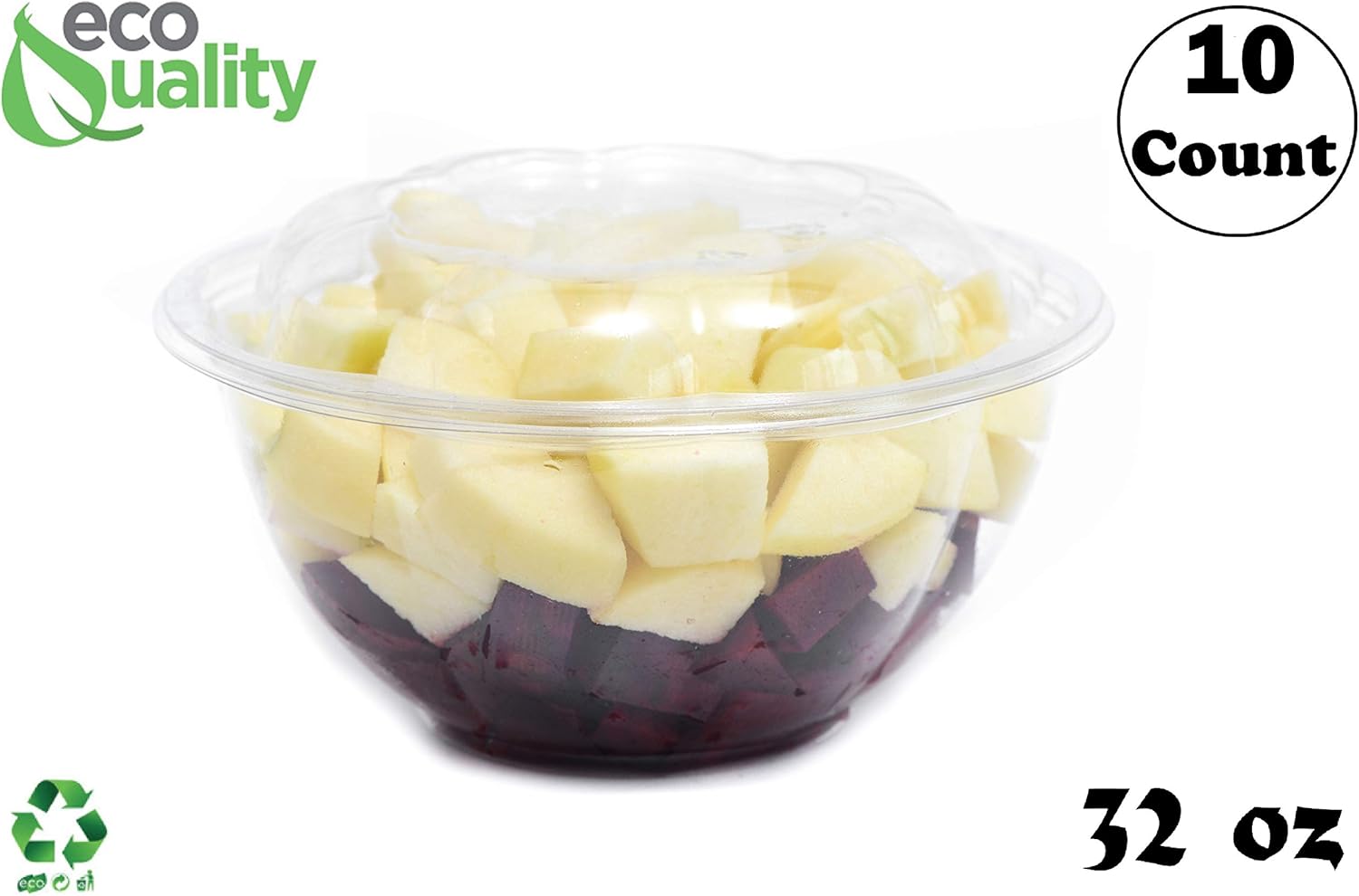 32oz Clear Disposable Salad Bowls with Lids (10 Pack