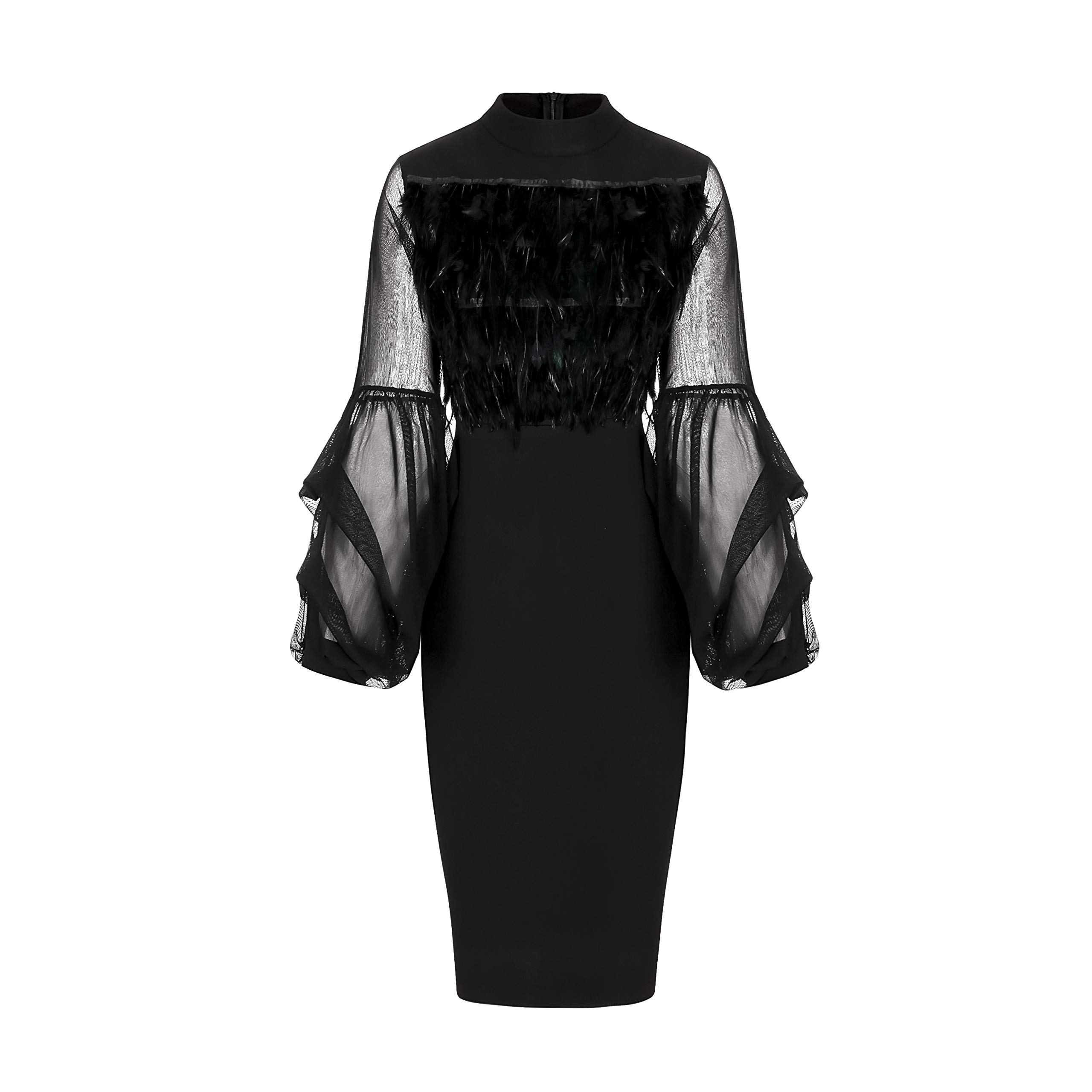 lantern sleeve midi dress