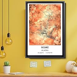Nome Map Poster, Alaska Map Art Poster, Map Decor