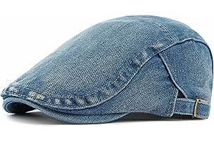 PTDTSHOU Newsboy Cap for Men Adjustable Flat Ivy Gatsby Cabbie Driving Hat Breathable Denim Cotton Golf Cap