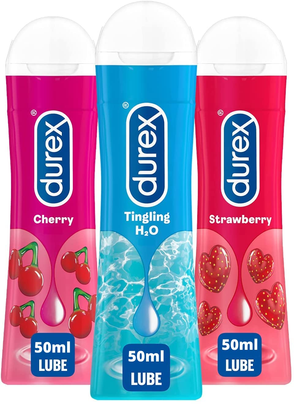 Durex 3 x Lubes Bundle: Cherry, Tingling, and Strawberry 50ml