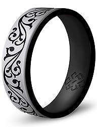 Knot Theory Silicone Ring in Silver Filigree Size 5
