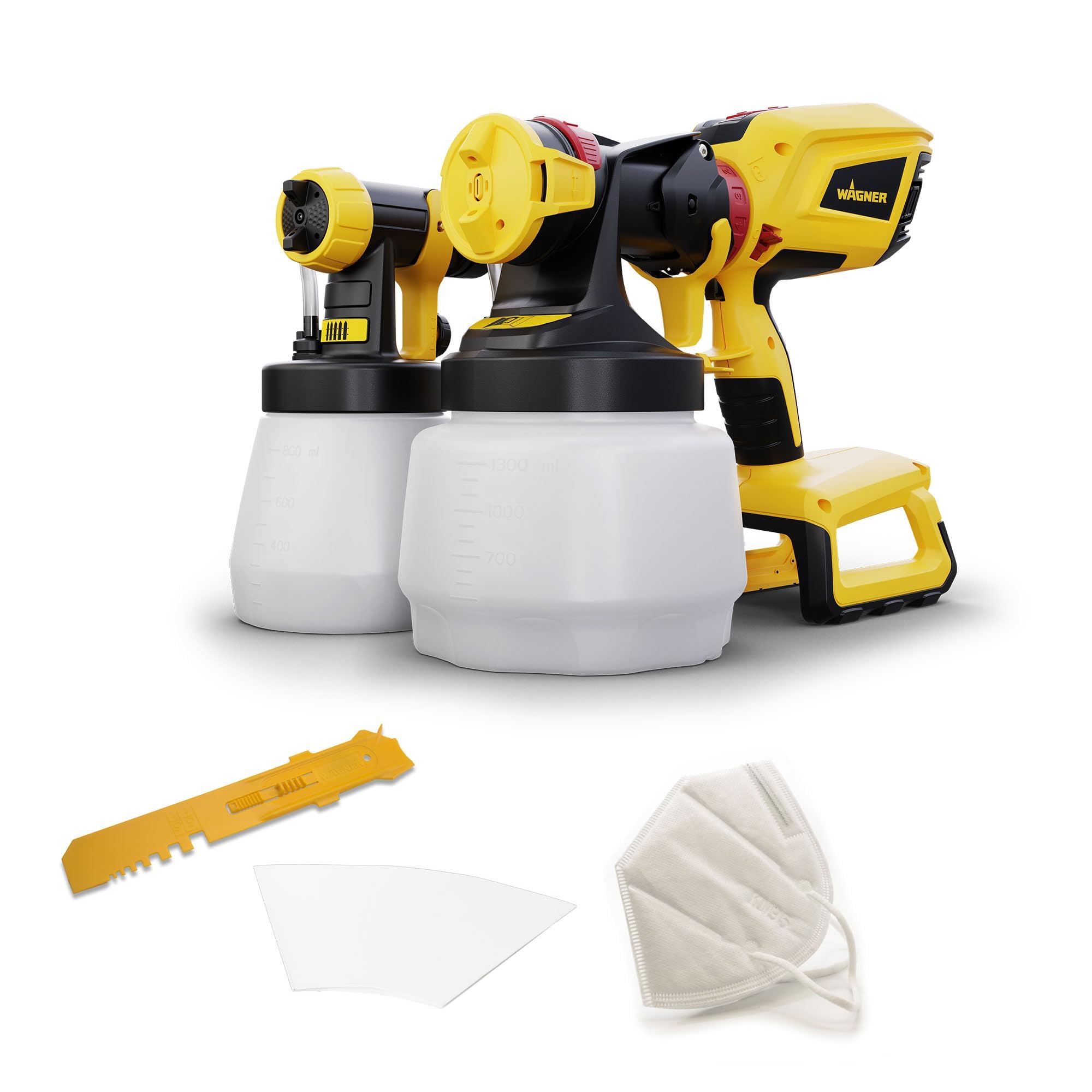 WAGNER Akku-Farbsprühsystem W 600 FLEXiO 18V (Akku und Ladegerät sind Nicht im Lieferumfang enthalten) für Wand- und Latexfarben, Lacke & Lasuren, Behälter 1300 ml + 800 ml