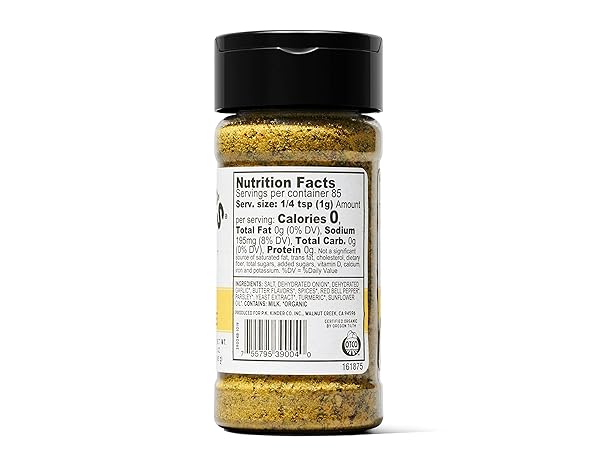 KINDER’S ORGANIC BUTTERY STEAKHOUSE RUB, PREMIUM QUALITY SEASONING, MSG FREE, USDA CERTIFIED ORGANIC, 3 OZ