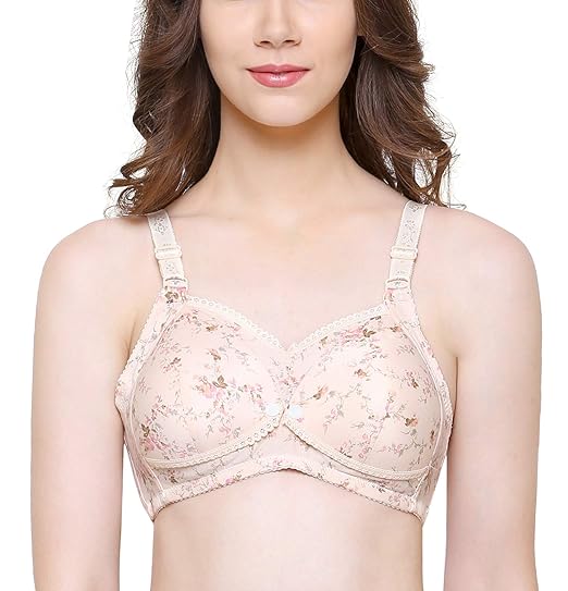 Women's Bra Maternity Nursing Feeding Antimicrobial Floral Peach Bras for Women Girls
